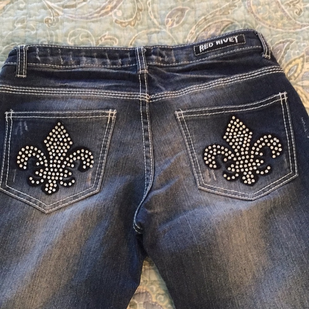 Red Rivet Jeans - Picture 4 of 6